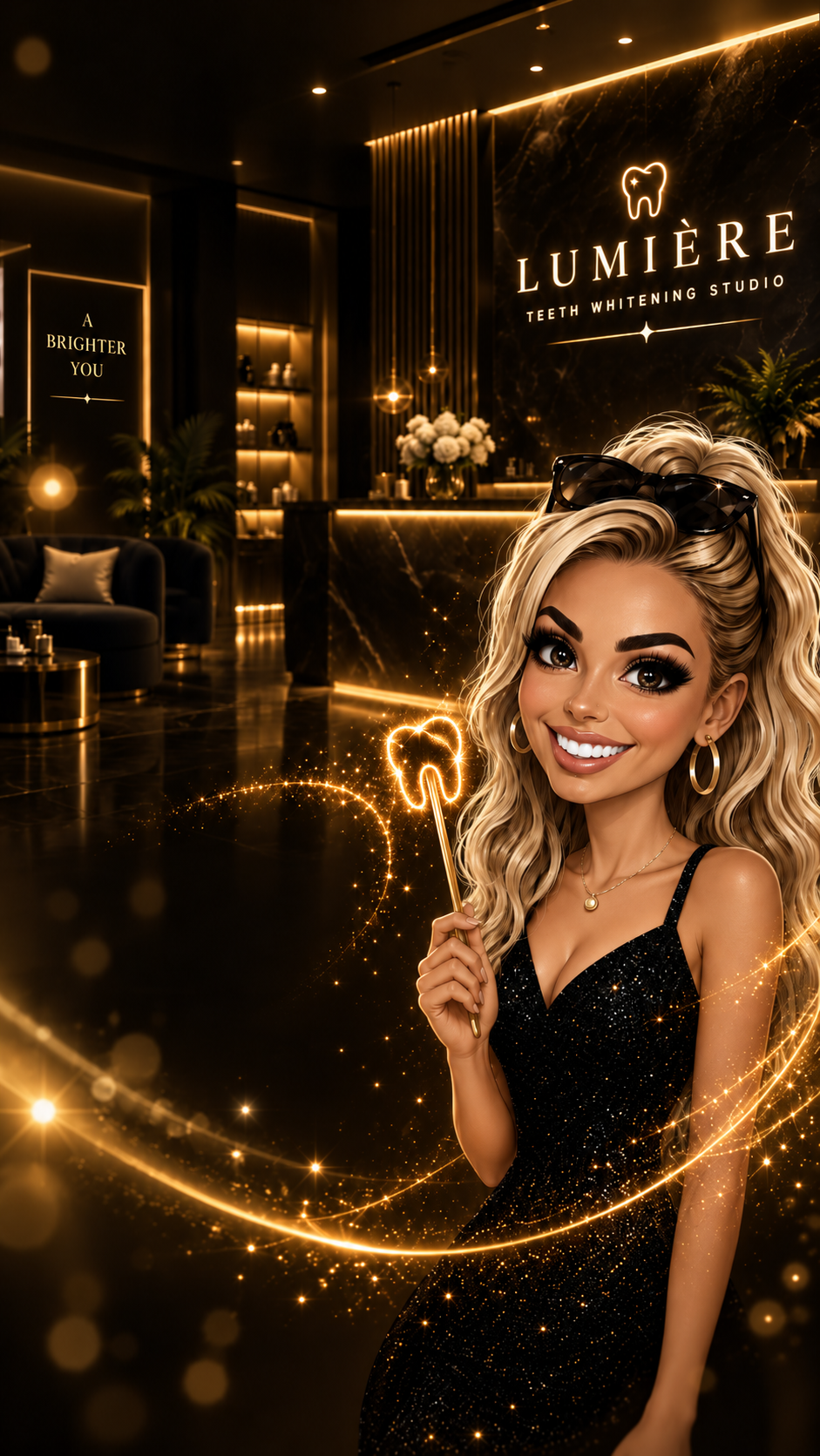 Lumiere teeth whitening fairy inside a luxury Kildare studio